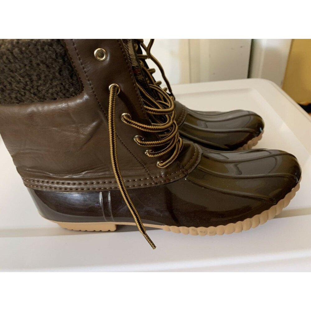 H2K‎ Woman’s Duck Boots Shoes Sz 10 Brown Zip Lace-up waterproof